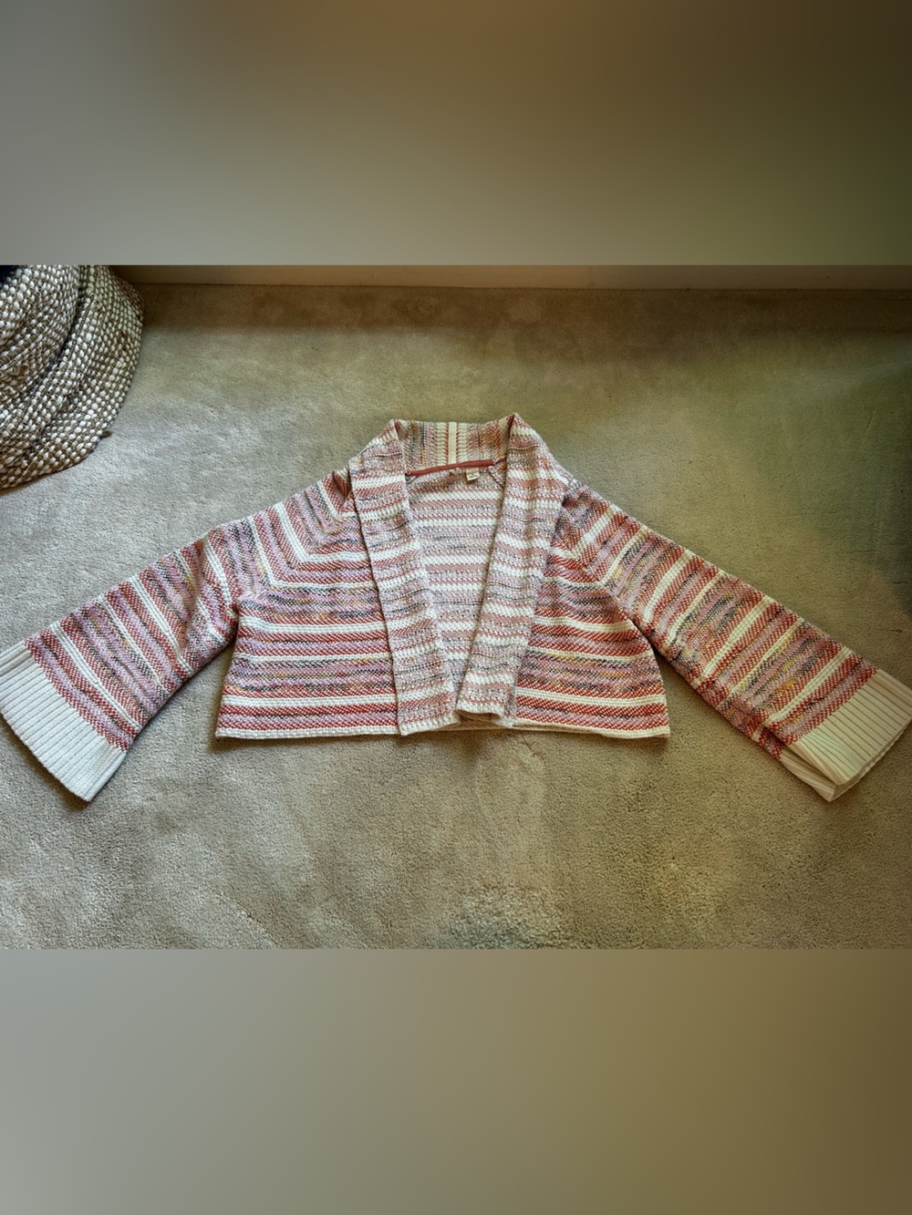 Anthropologie Multicolor Striped Knit Cardigan - Pink & Cream